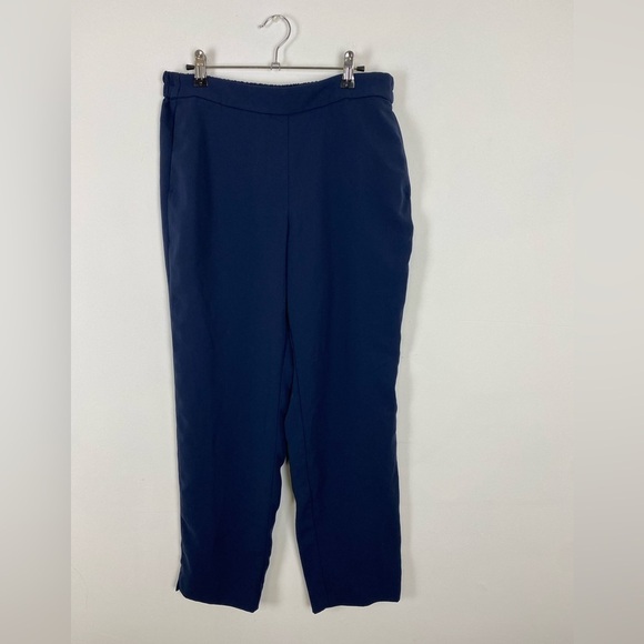 J.Crew Jamie Pant Women's Size 12 Navy Blue Elastic Waist Back Pockets Straight - Picture 4 of 12